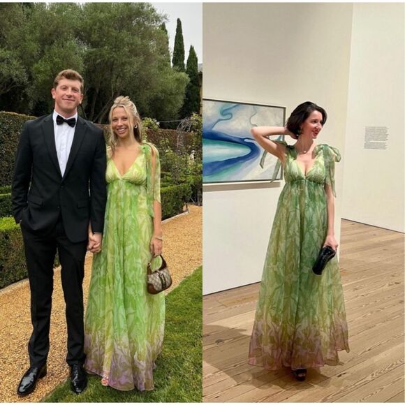 NWT STAUD Ombré Floral Tie Strap Gown Size 2 $495 - Picture 3 of 10